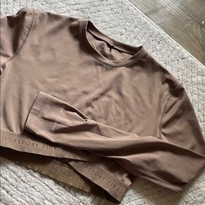 Brown Long Sleeve Crop Top